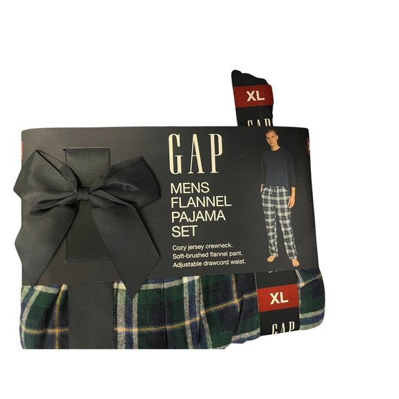 Mens Flannel Plaid Pajama Set By GAP - XL - Green & Navy - Picture 1 of 1